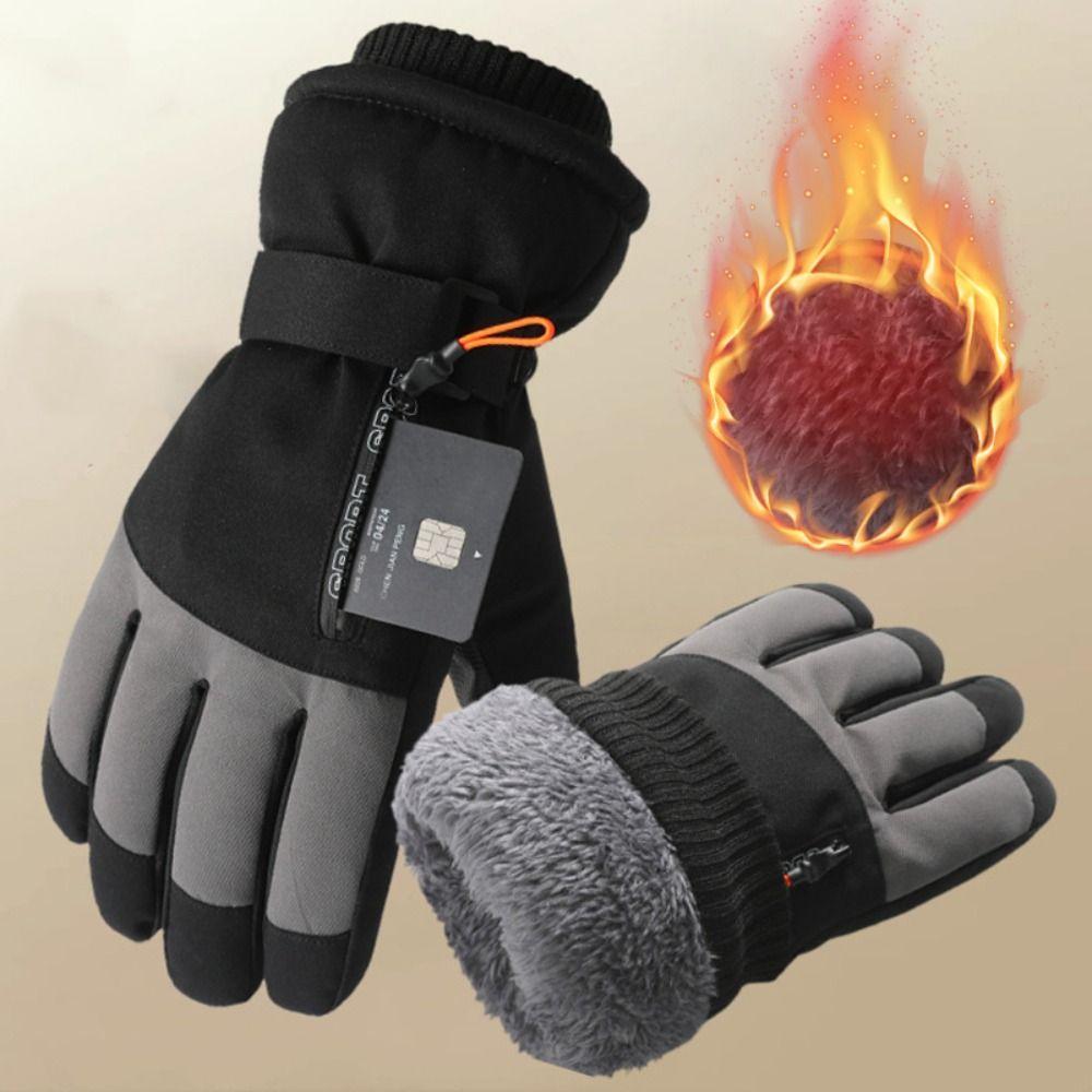 Touch Screen Plush Winter Warm Gloves Waterproof Motorcycle Cycling Gloves  For Women Man