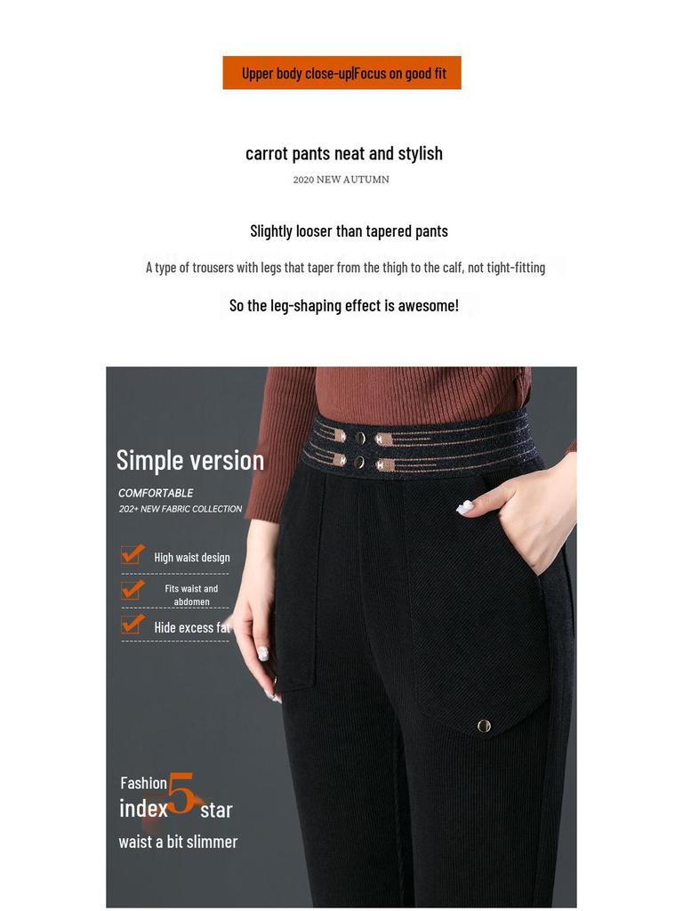 No. 121 Autumn/Winter European Women's High Waist Cotton Casual Loose Pants