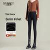 Women's Black Lambswool Leggings: Warm, Thickened Fleece-Lined, Slim Pencil Style, Ideal for Autumn/Winter 2025