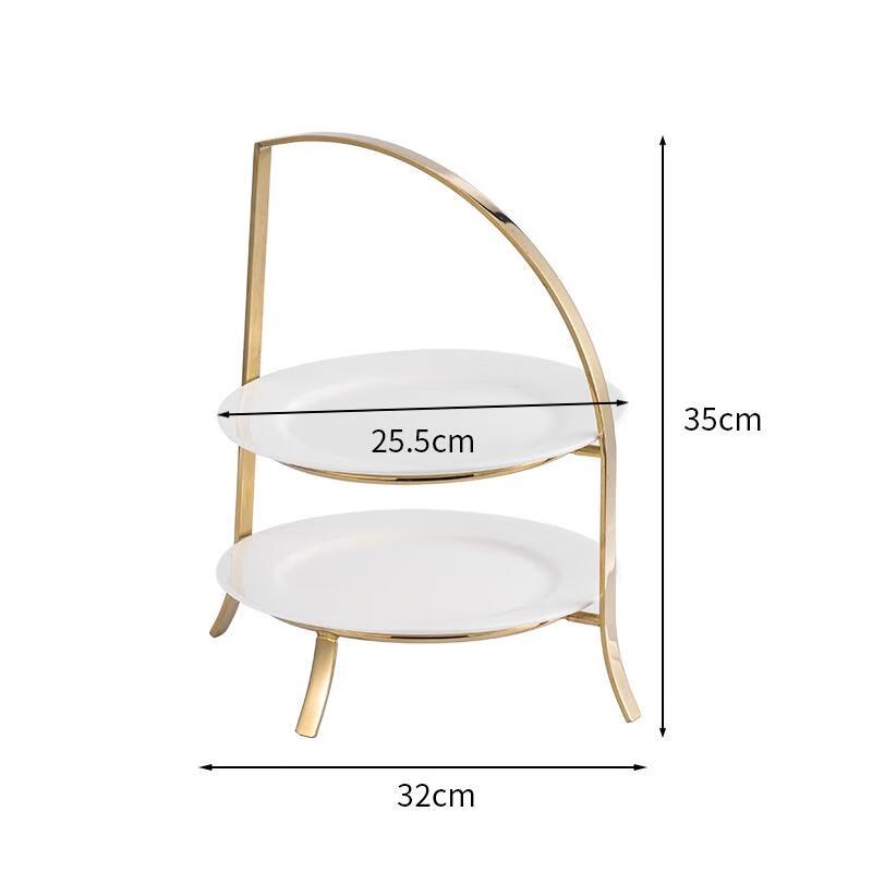 HANDUNYOU Golden D-Shaped Multi-tier Dessert Stand