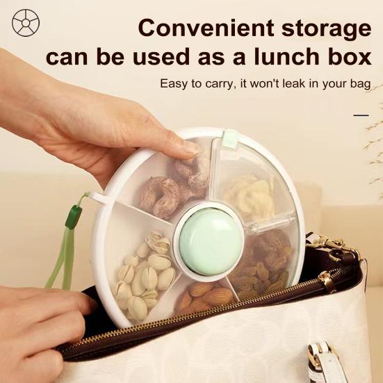 Snack Spinner Container 5 Compartments Snack Box Easy On-the-Go Divided Snack Box with Button Safe ABS Leak-Proof
