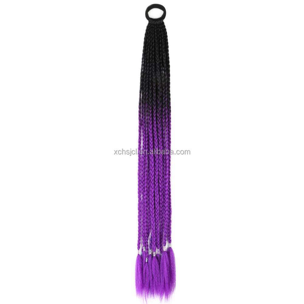 Ponytail With Hair Rubber Bands Long Box Crochet Synthetic Hair Piece Ombre Braiding Hair Extensions Braid