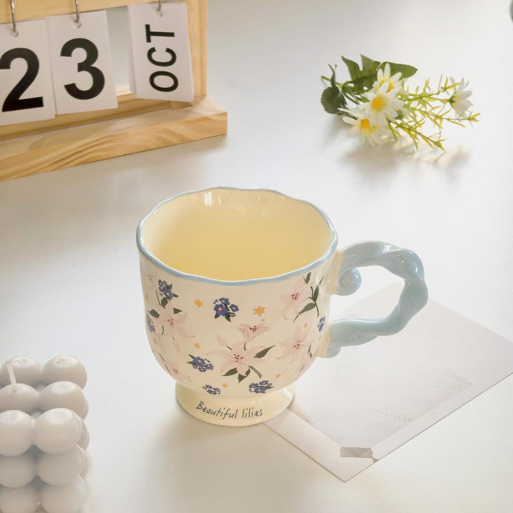Ceramic Mug High looking Girls Cup Couple Cute Coffee Goblet Cup Household Water Cup Souvenir Gift Box