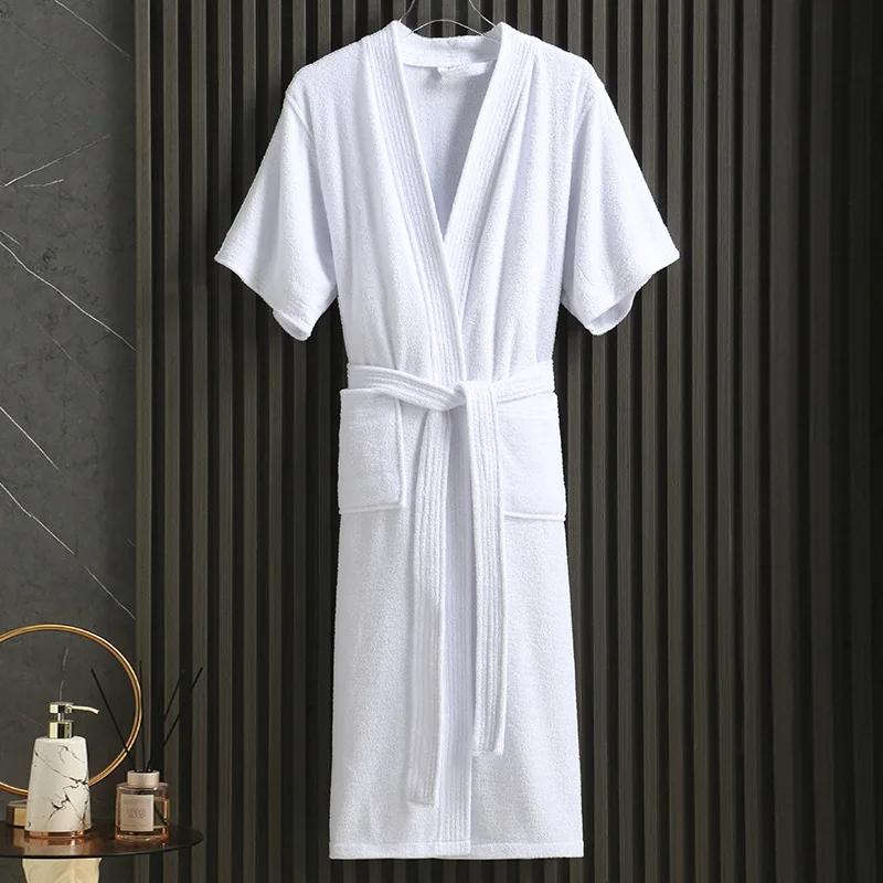 Halat de Baie Prosop pentru Femei Lung Gros Absorbant Mânecă Scurtă Terry Halat de Baie Kimono Halat de Noapte pentru Bărbați Halate pentru Femei Îmbrăcăminte de Noapte Actualizată