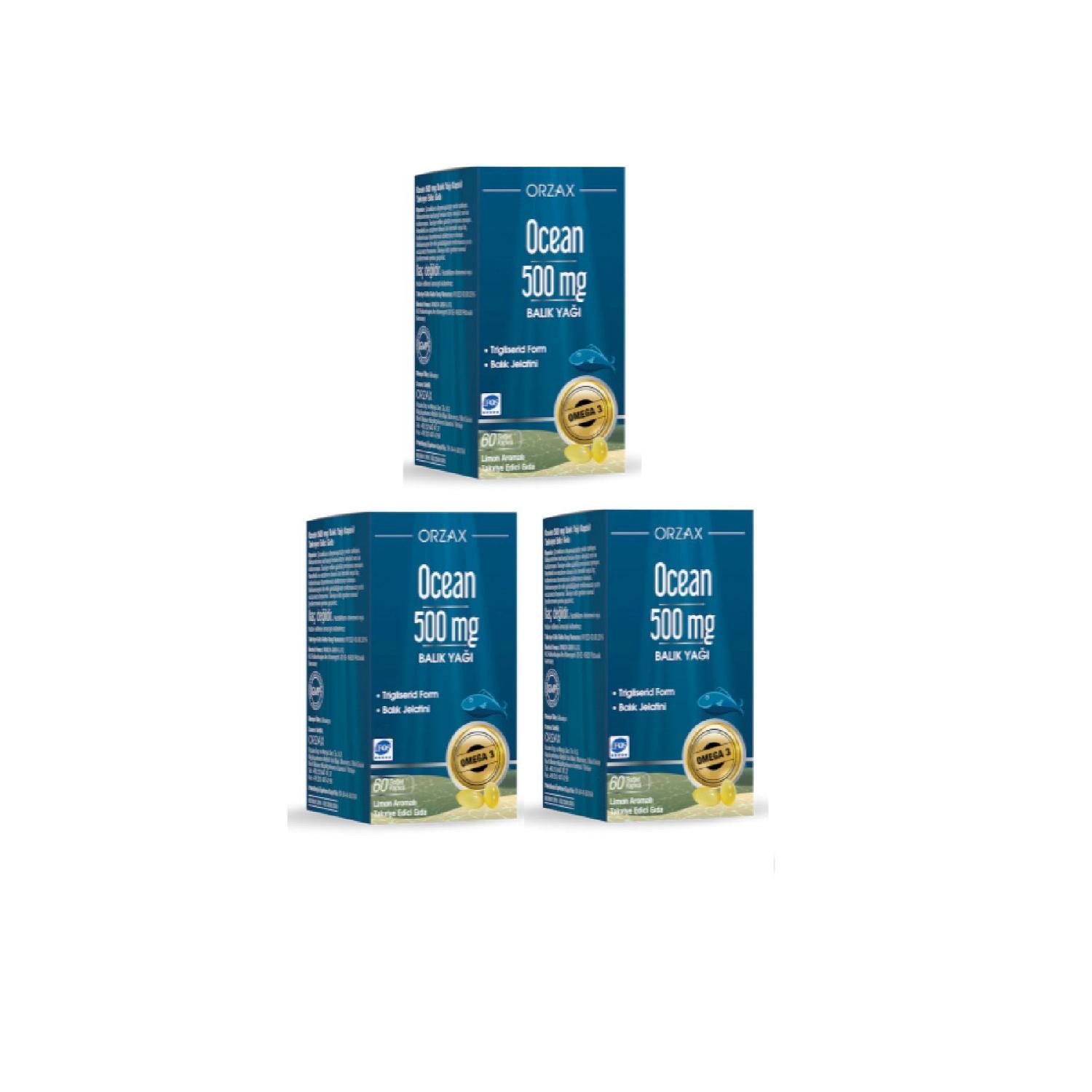 

500 Mg 60 Capsules Pure Fish Oil - Lemon Flavored X3 Pieces