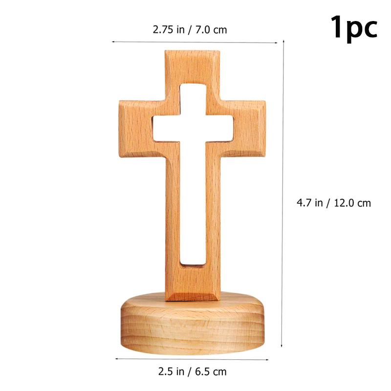 

ST 1pc new Religious Ornament Statue Gifts Cross Wood Crucifix Standing Jesus Wall Wooden Religious Christian Table Decoration