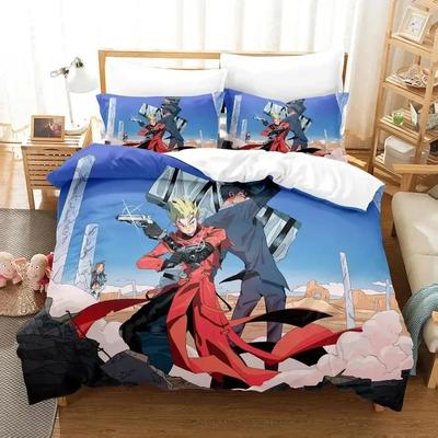 Anime TRIGUN STAMPEDE Bettwäscheset Bettbezug Bettset Steppdeckenbezug Kissenbezug Bettdecke King Queen Size Jungen Erwachsene Bettwäsche