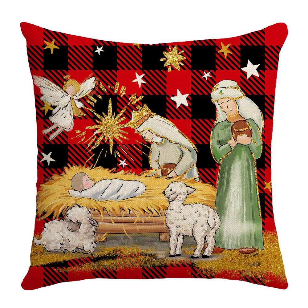 

Иисус Рождественская Атмосфера Лен Материал Цифровая Печать Буквами Украшение Дома Подушка для Дивана 45 * 45Cm (without core)