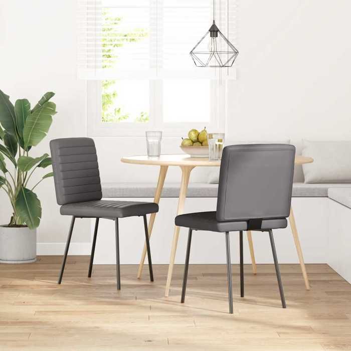 VidaXL Dining Chairs Set of 2 Grey Faux Leather, Chair, Living Room Chair, Accent Chair, Kitchen Chair, Seat At 4101168