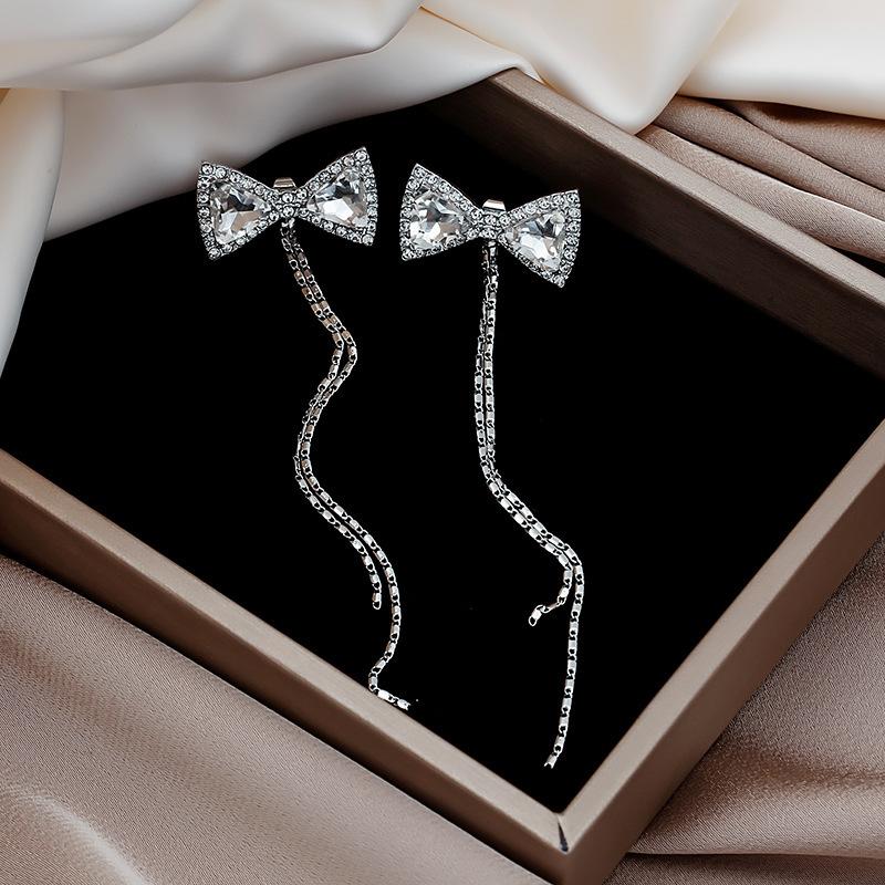 Fairy Butterfly Fringed Earrings Collection, Metal Wind Diamond Chain Earrings Exaggerated And Thin Stud Earrings