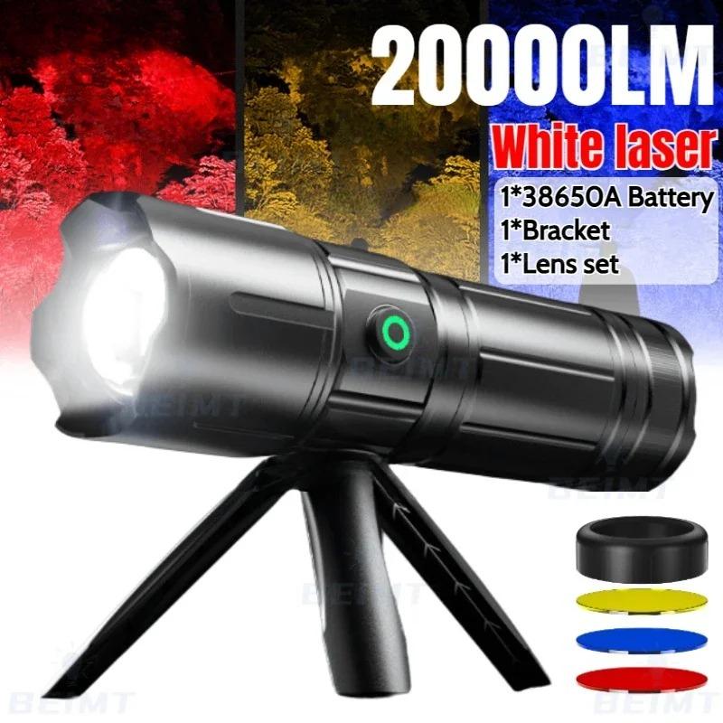 

Super Bright 38650A Battery LED Flashligh Type-c Rechargeable Powerful Outdoor Self Defense Handlamp Camping Fishing Lantern White box without battery