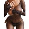 Glam Strass Fischernetz-Body mit langen Ärmeln