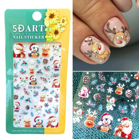 1 Sheet Snowflakes Pattern Nail Sticker Embossed Paper Smooth Surface Nail Polish Stickers