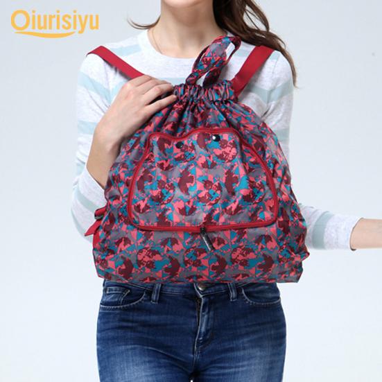 Buy Foldable Flower Print Nylon Drawstring Large Capacity Backpack ...