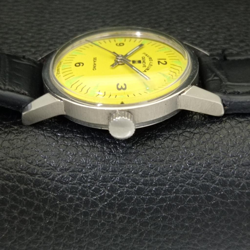FAVRE LEUBA SEA KING VINTAGE 111 HAND-WINDING SWISS MENS YELLOW WATCH a702009-5 R208-a702009