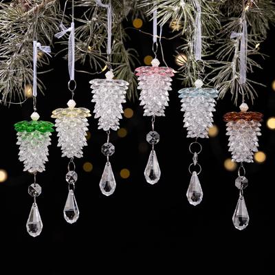 Haobei Acrylic Pine Cone Christmas Ornament - Transparent Crystal Tree Decoration