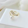 Ring natural freshwater pearl ring light luxury niche design open ring ins style simple small hand jewelry