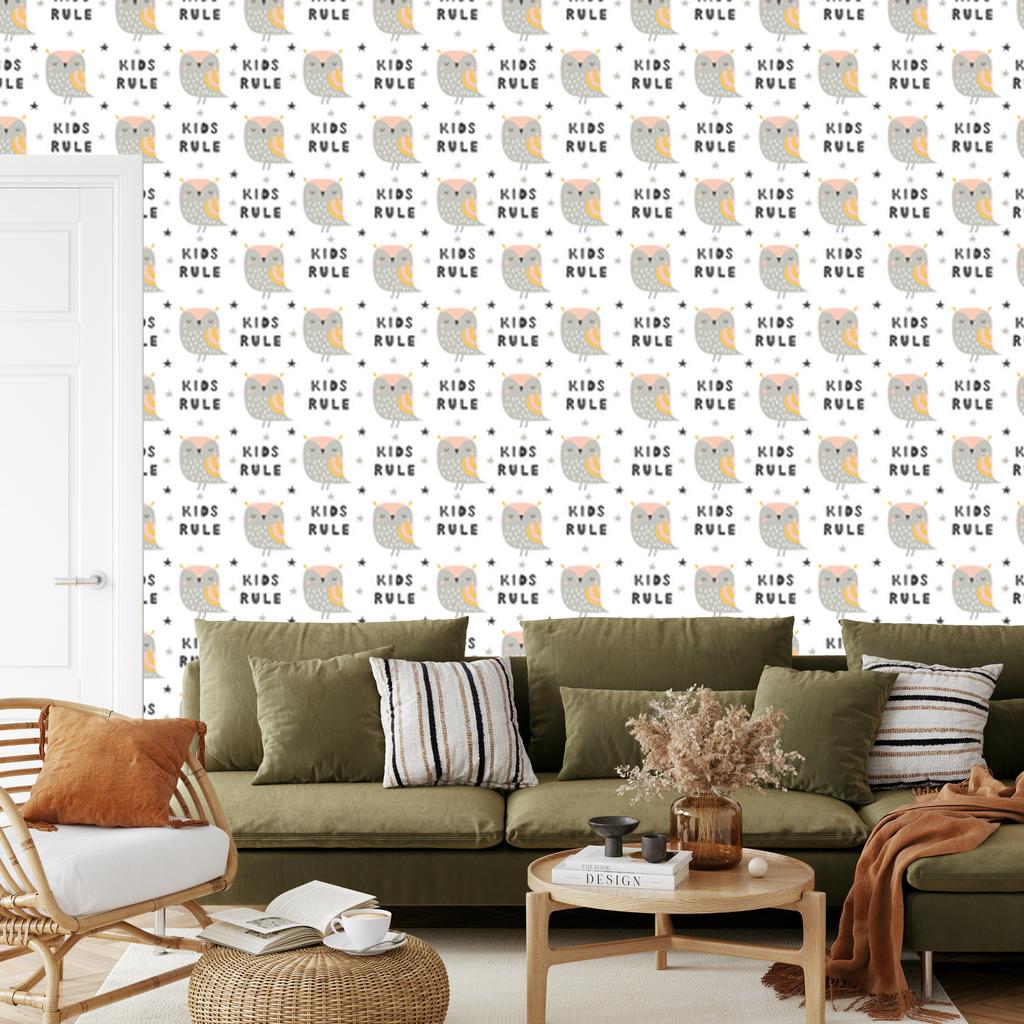 Owls and stars wallpaper for living room and bedroom 50x1000