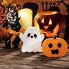 Wooden Ghost Pumpkin Black Cat Ornaments 3Pcs/Set Halloween Tiered Tray Decorations, Cute Small Figurine Set Ornaments, Block Table Signs for