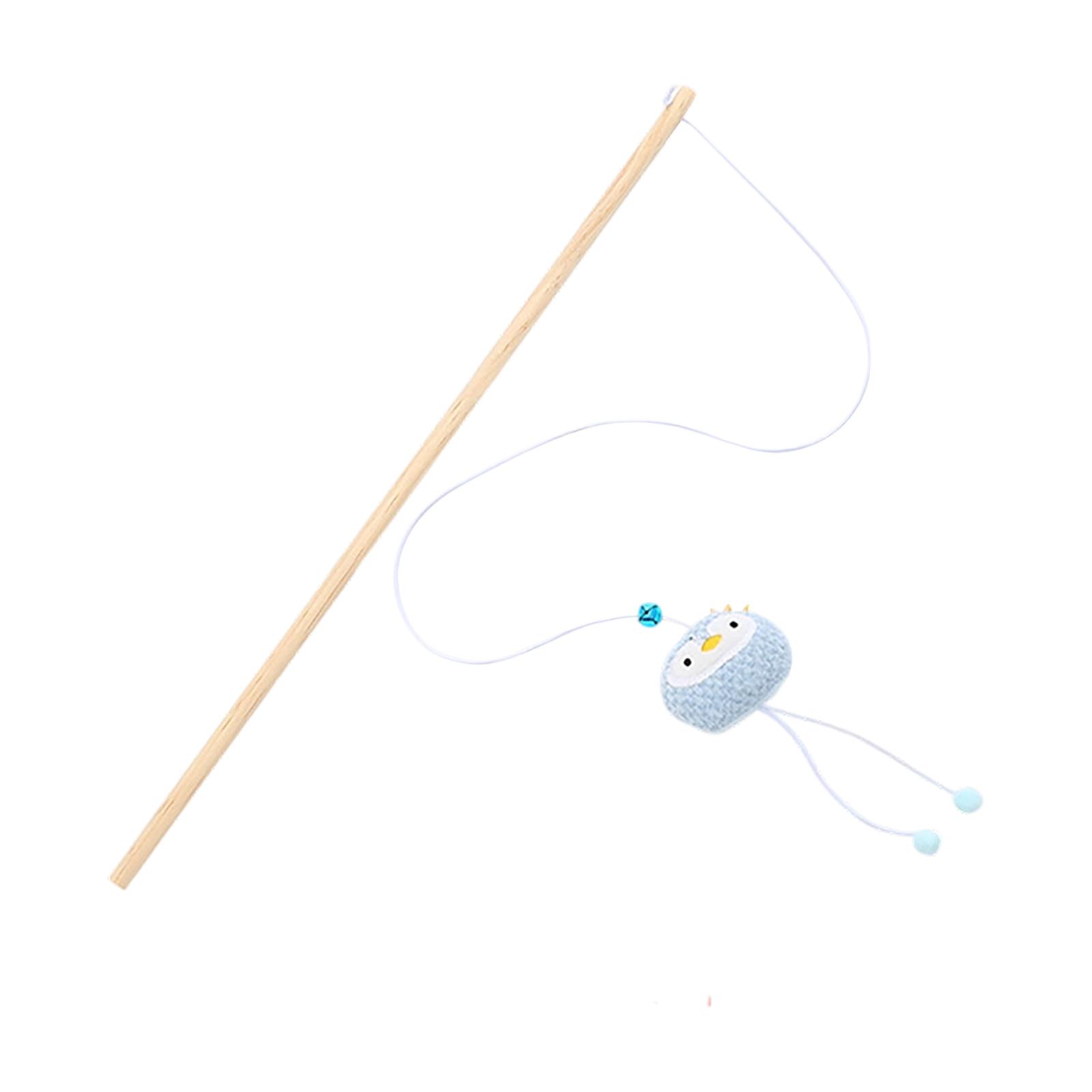 

Pet Wand Toy, Natural Wooden Handle Teaser Wand Cute Interactive Pet Wand Fun Pet Toy, Pet Stick For Indoor Cats One Size