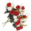 2 Bunches Artificial Silk Flower Roses Plastic Suitable for Plant Decoration of Family Hotel Wedding Christmas Office Table