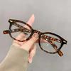 Vintage Rivet Round Frame Glasses Women Black White Leopard Eyewear Trend Brand Reading Computer Y2K Anti Blue Light Eyeglasses