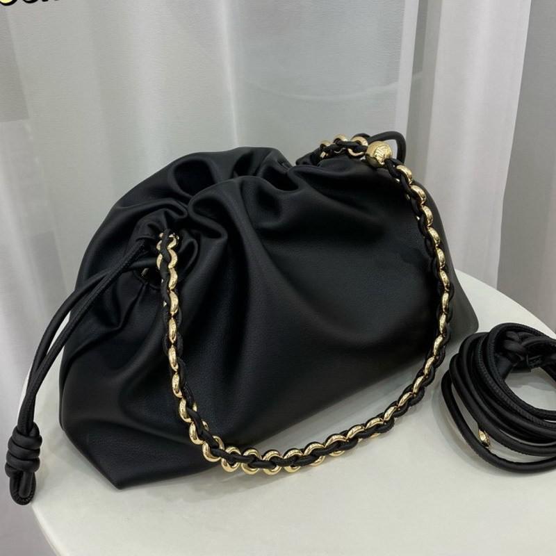New Luojia High-quality Cloud Bag Pleated Sweet Drawstring Blessing Single-shoulder Cross-body Female