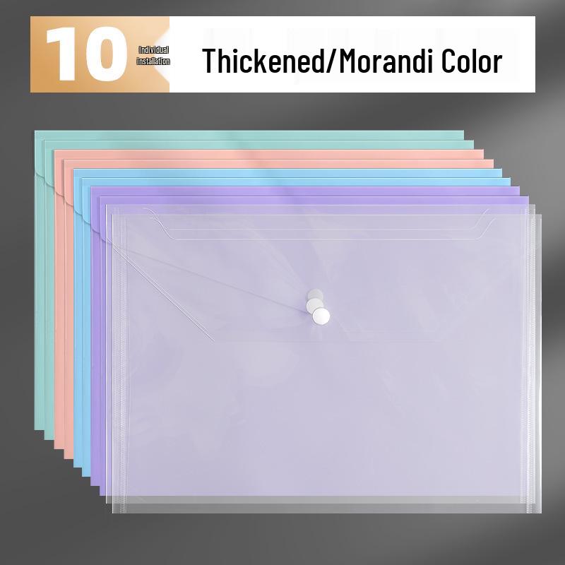 A4 Large Capacity Transparent Plastic Document Bag with Snap Button for Test Paper Storage