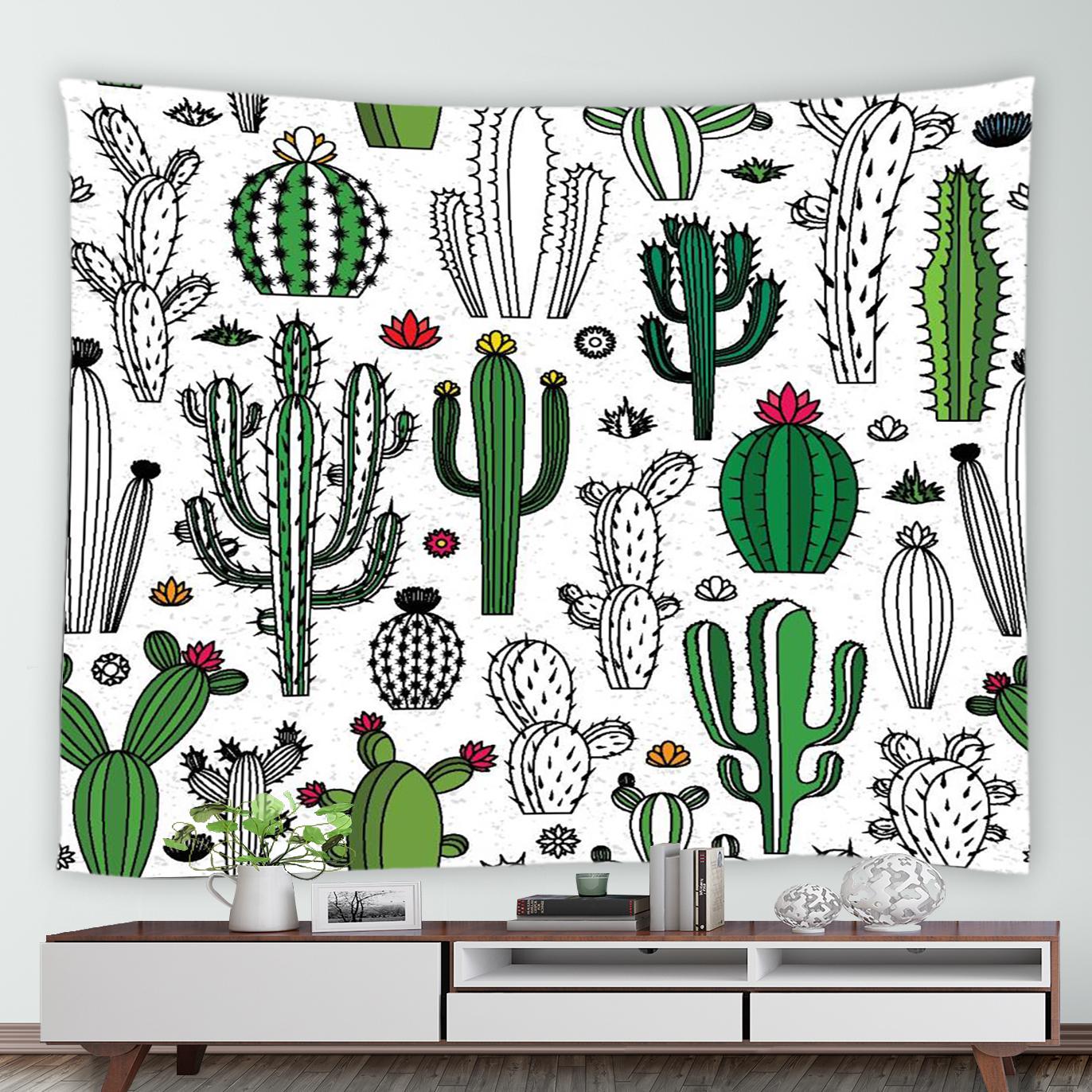 Гобелен с тропическим кактусом и зеленым растительным принтом для дома — фото 2