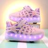 Four-wheel Roller Skates Children's Retractable Automatic Wheel Sports Shoes USB Charging LED Light Sports Shoes