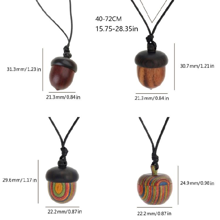 Einzigartiger verschraubbarer Ebenholz Eichel Anhänger Holz Aufbewahrungsbox Lange Halsketten Choker