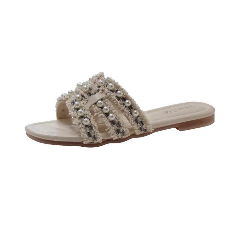 Direktverkauf ab Werk Xiaoxiangfeng Hausschuhe Damen Sommer Mode 2025 neu Sommer flacher Boden Ein-Wort coole Hausschuhe ins Tide