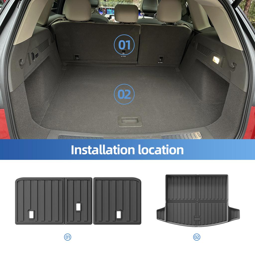 LUCKEASY Left Drive for Lincoln Nautilus 2024 2025 2026 All-weather Car Floor Mats Cargo Trunk Pad Backrest Liner TPE 3D Black