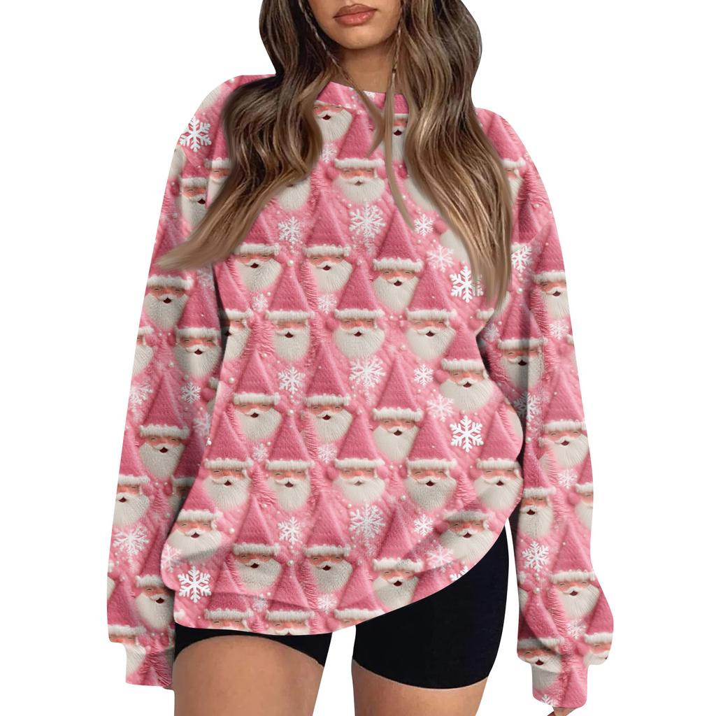 Women's Fleece Hoodie Long-Sleeve Round  Neck Casual Comfortable Loose-Fit Lightweight Women's Hoodie