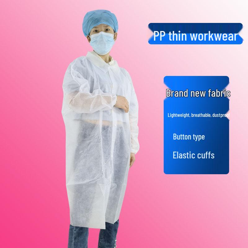 White Disposable Non-woven Lab Coat - Dustproof Isolation Suit for Food, Beauty, and Visitor Safety