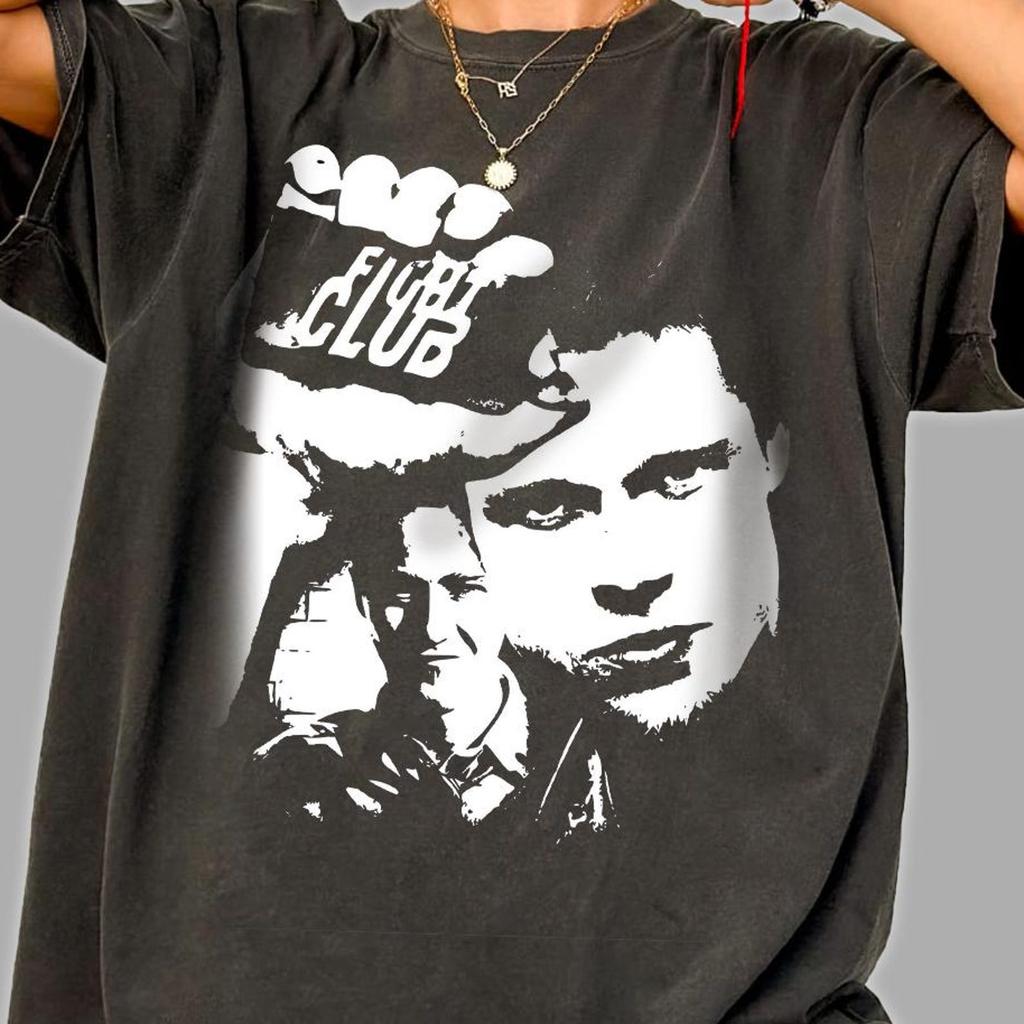 T-shirt Poster Film Fight Club, Maglietta Grafica in Cotone Unisex, Abbigliamento Vintage per Fan del Cinema
