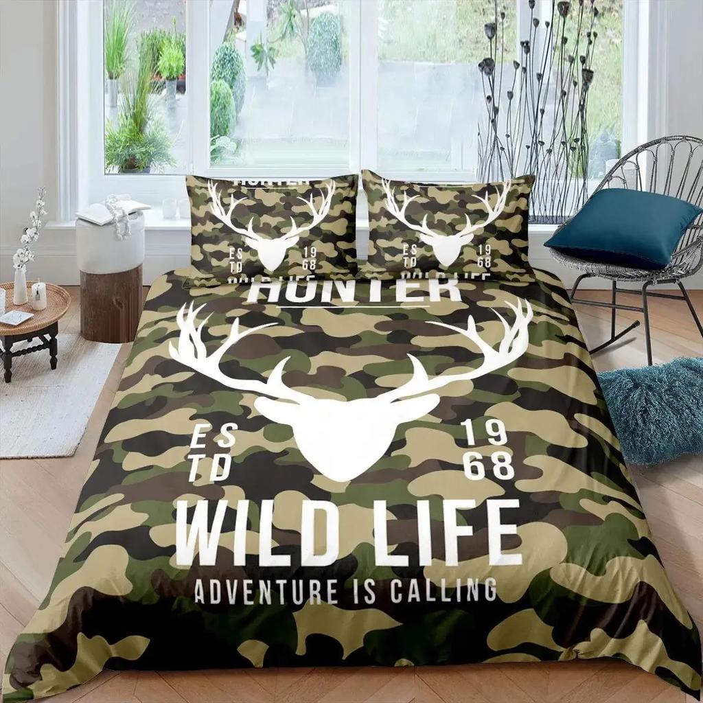 Boho Deer Head Rose Flowers Duvet Cover Set Dream Catcher Feathers Bedding Set Native American Tribal Ethnic Comforter Cover Set