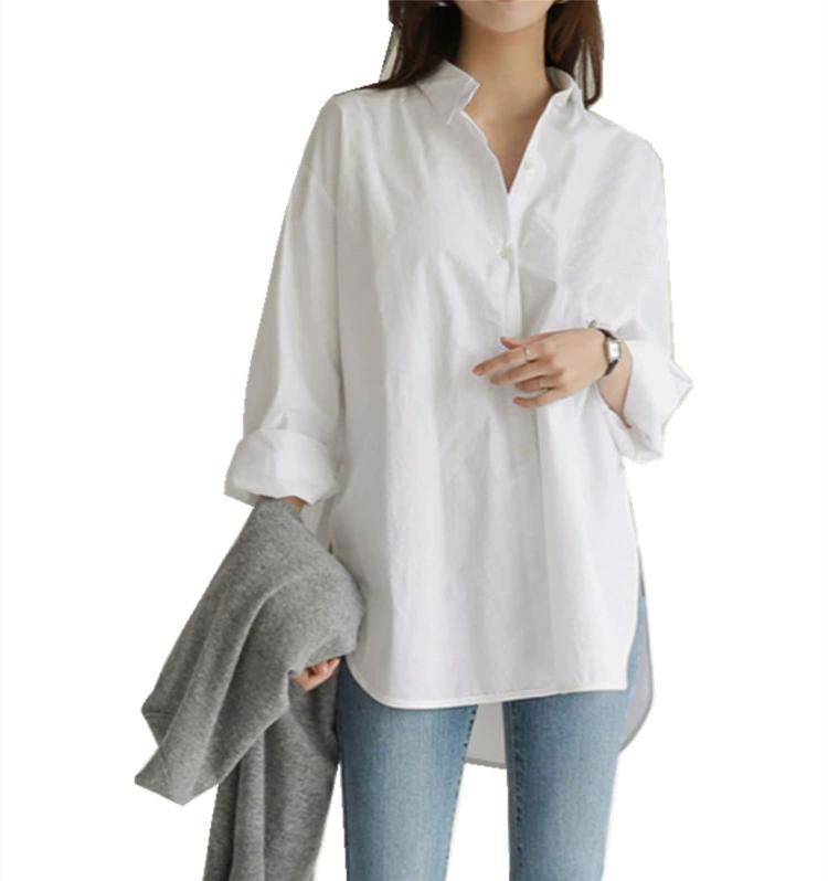 Women's Loose Casual Button Long-sleeved Irregular Spring and Autumn Shirt