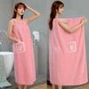 Women's Quick-Dry Soft Coral Fleece Wearable Bathrobe Towel