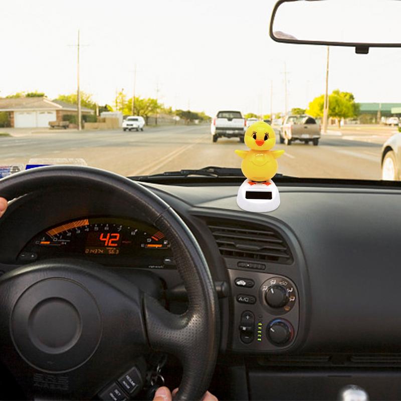 Car Dashboard Decoration Solar Dancing Chick Figurines Solar Powered Dancing Toys Cartoon Chick Ornaments Figures Bobble Head
