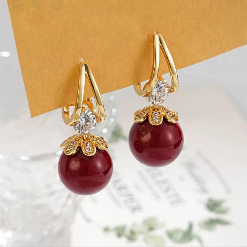 French Exquisite Light Luxury Flash Diamond Pearl Earrings Women's High-end Earrings Niche Earrings