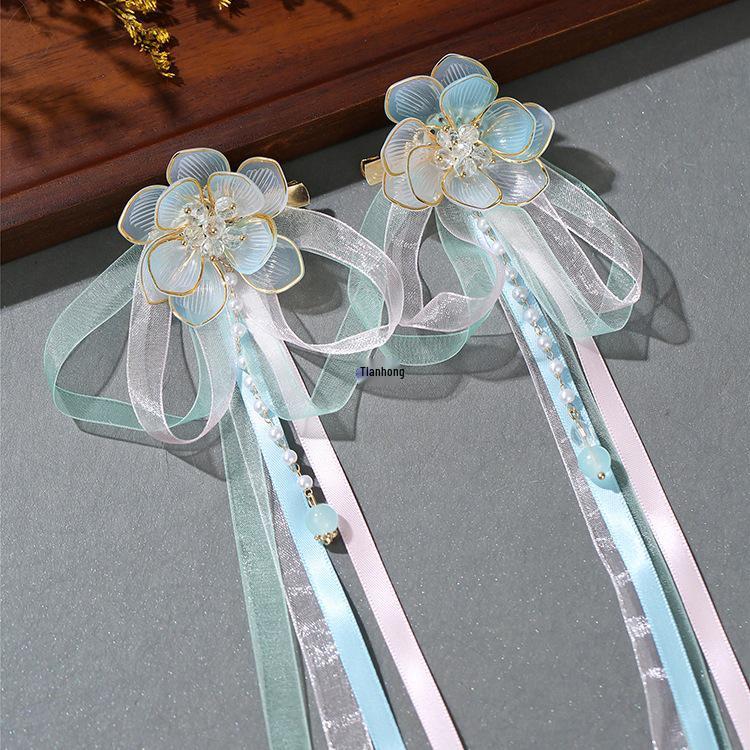 2024 Hanfu Headdress Hairpins: Women's & Children's Tassel Headflower Hair Accessories