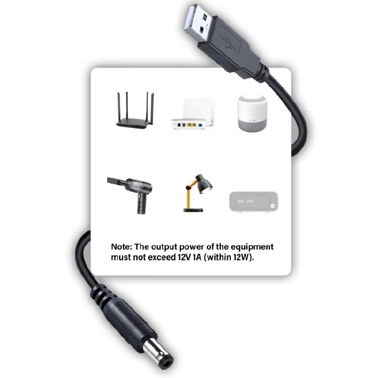 160cm USB 12V 12W Boost Power Cable Featuring LED Light Plastic Texture for Router Speaker LED Light Electronics