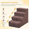 Dog Stairs, 4-Step, Cat Ladder, Non-Slip, 60 x 35 x 44 cm, Brown
