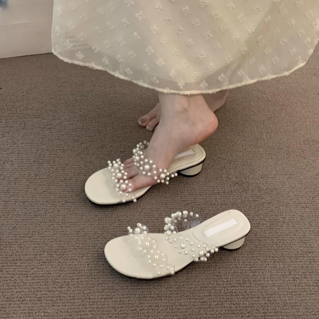 French High-end Black Niche Open-toed Sandals Fairy Shoes 2025 New Summer High-heeled Temperament Cool Slippers