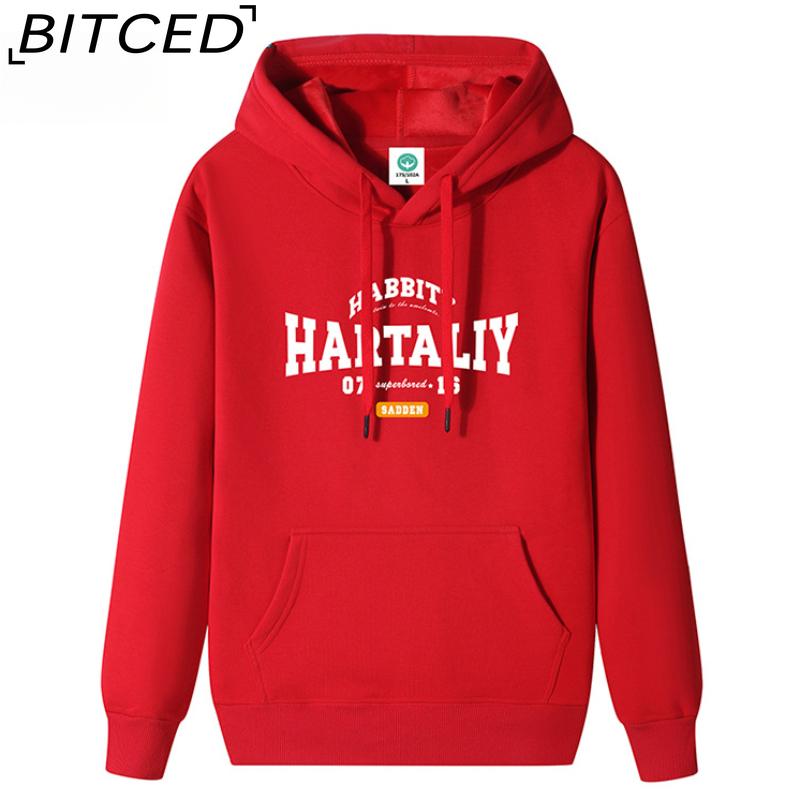 BITCED Cotton Long Sleeve Men's Loose Large Size Printed Sports Bottom Long Sleeve T-Shirt Top