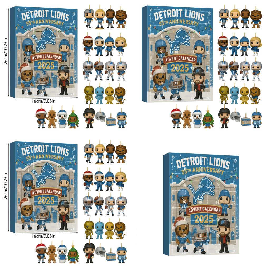 Detroit Lions 95. Jubiläum Weihnachts-Überraschungsbox Baumschmuck Aus Acryl Für Feiertagsdekoration