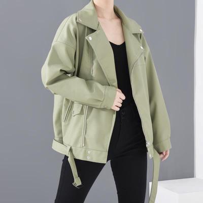 Korean Version Clothes Women's Autumn Loose Pu Leather Jacket
