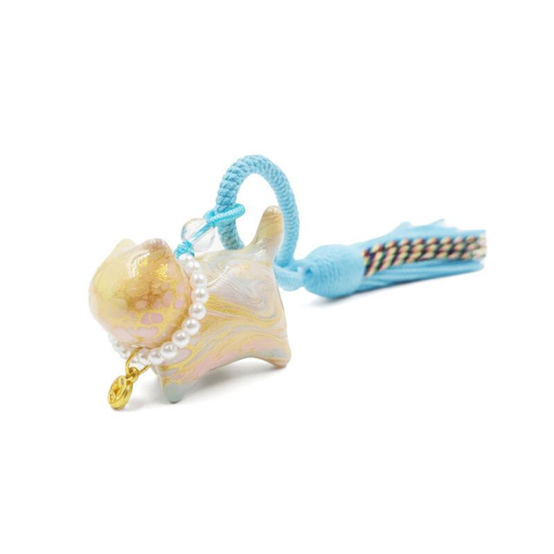 Ceramic Marble Cat Keychain (Blue) G