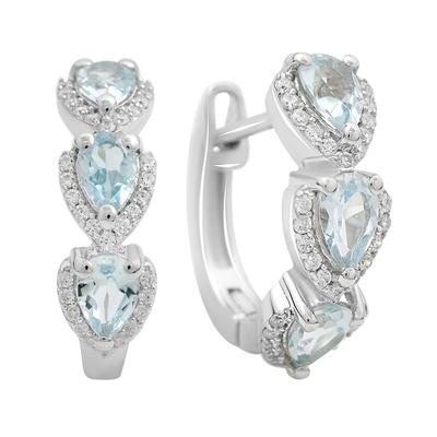 Silver Earrings with Natural Topaz 3.189ct, Cubic Zirconia (2207016)